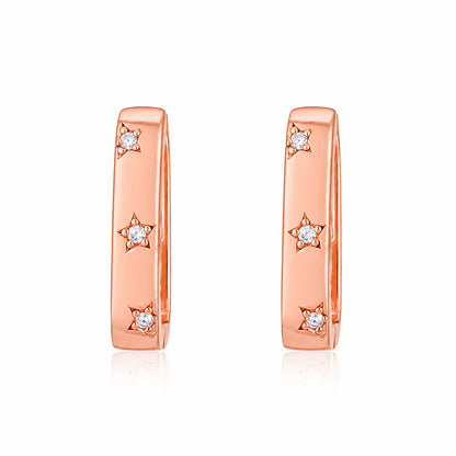 Rose GoldStarlight Crystal Sleek Designer Hoop Earring