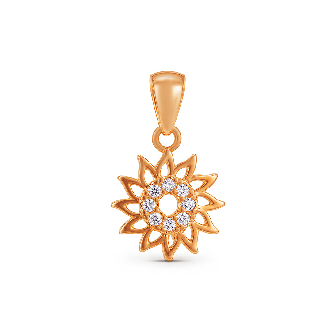 Rose Gold Sunburst Sterling Silver Pendant