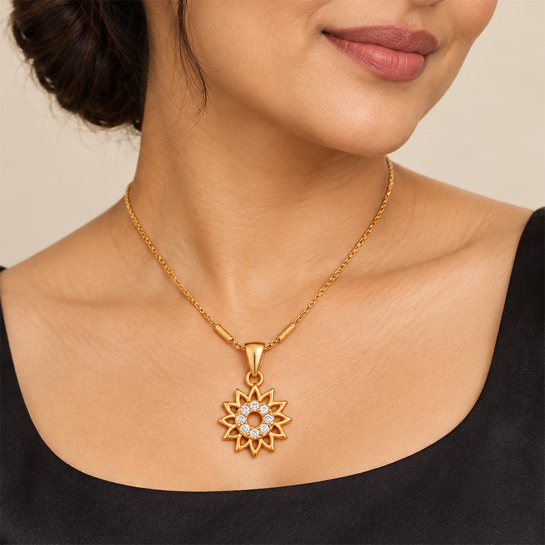 Rose Gold Sunburst Sterling Silver Pendant