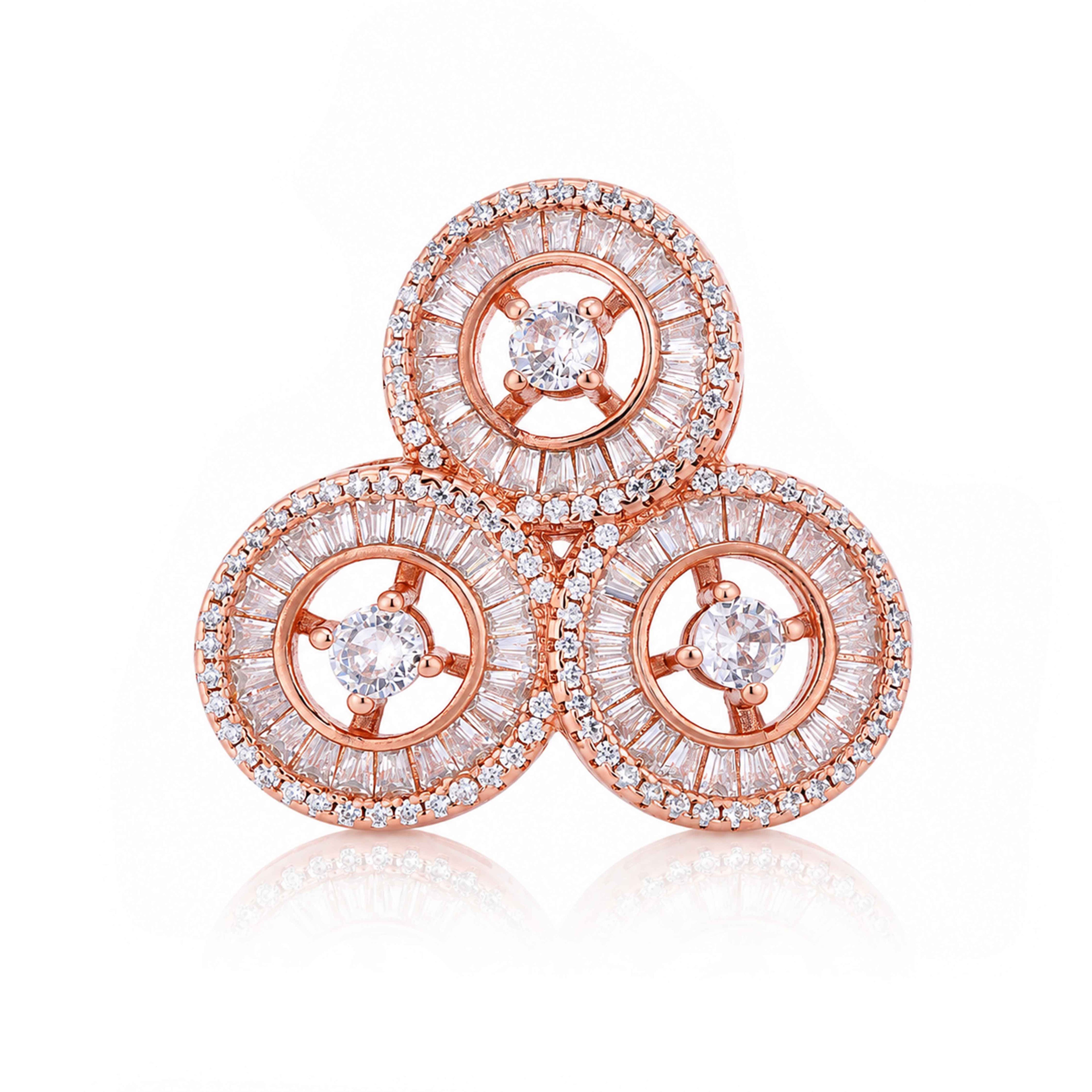 Rose Gold Tri-Circle Sterling Silver Statement Ring