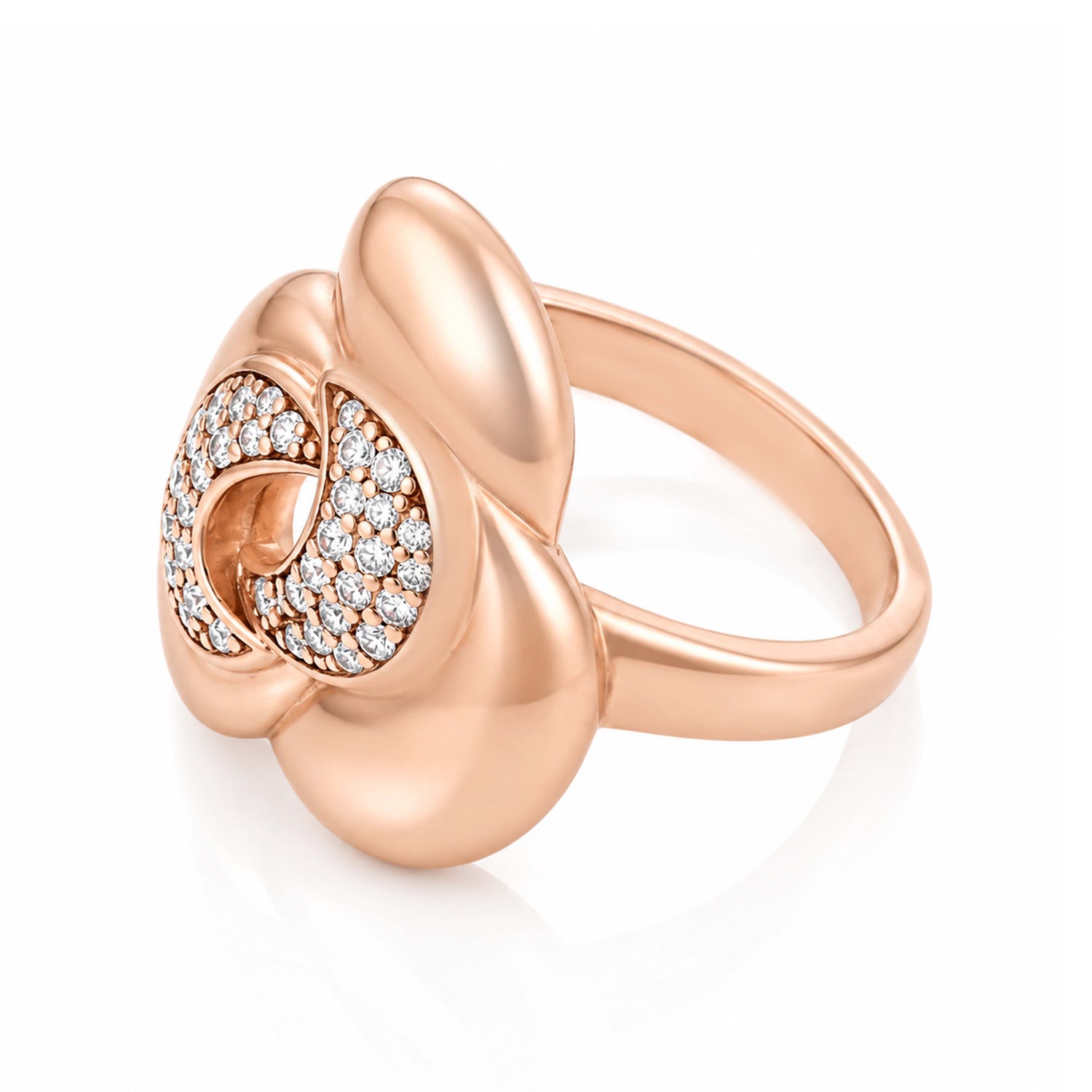 Rose Gold Abstract Interlocking Floral Ring
