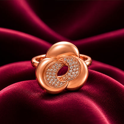 Rose Gold Abstract Interlocking Floral Ring