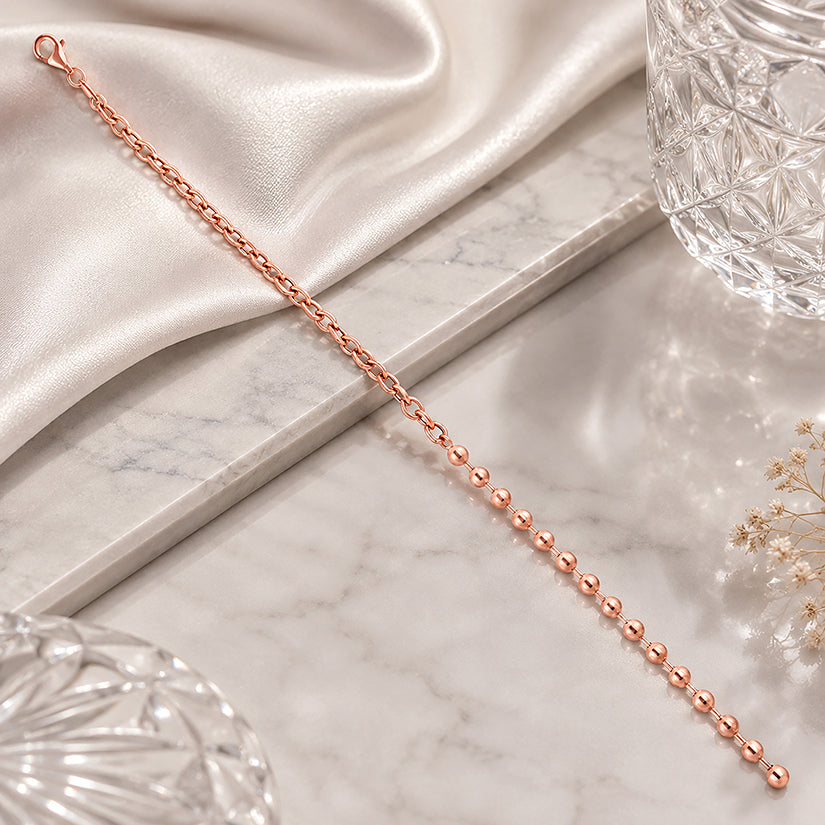 Rose Gold Bubble Link Elegance 925 Sterling Silver Bracelet for women