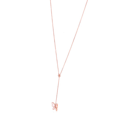 Rose Gold Butterfly Lariat Silver Pendant
