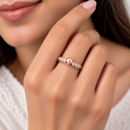 Rose Gold CZ Statement 925 Sterling Silver Dome Ring for Women