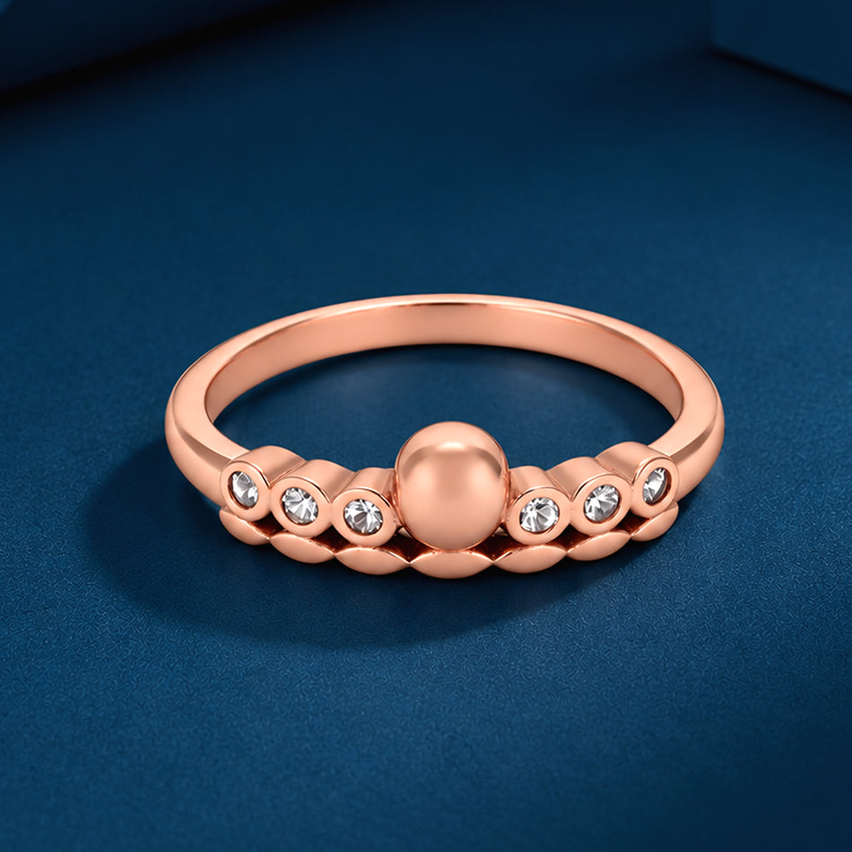 Rose Gold CZ Statement 925 Sterling Silver Dome Ring for Women