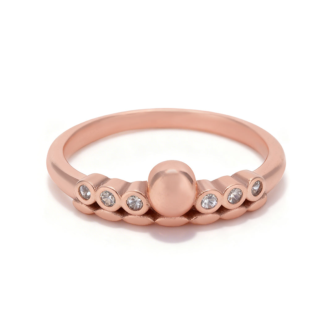 Rose Gold CZ Statement 925 Sterling Silver Dome Ring for Women