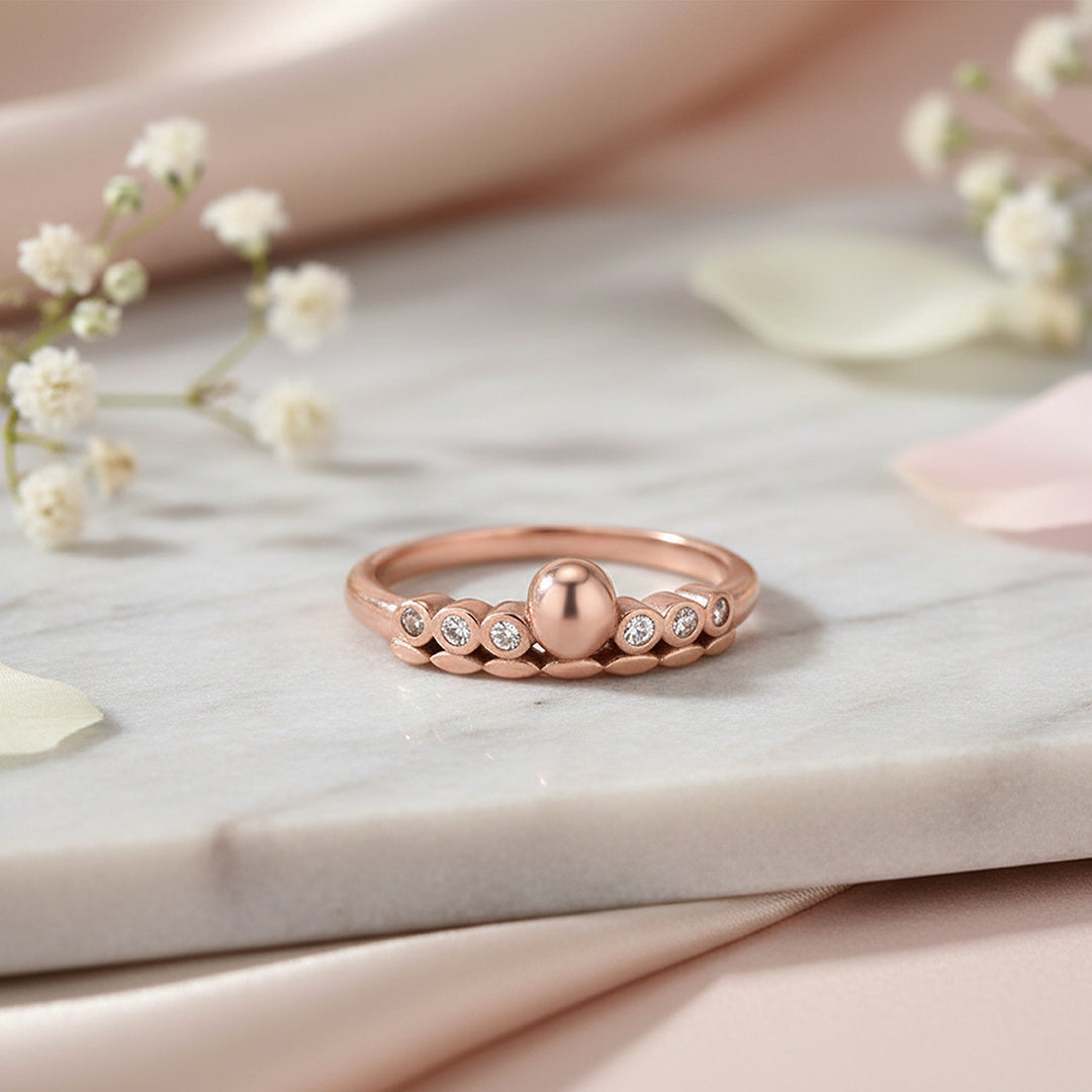 Rose Gold CZ Statement 925 Sterling Silver Dome Ring for Women