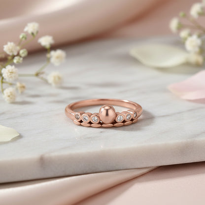 Rose Gold CZ Statement 925 Sterling Silver Dome Ring for Women