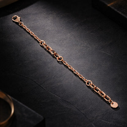Rose Gold Chain Link 925 Sterling Silver Bracelet 