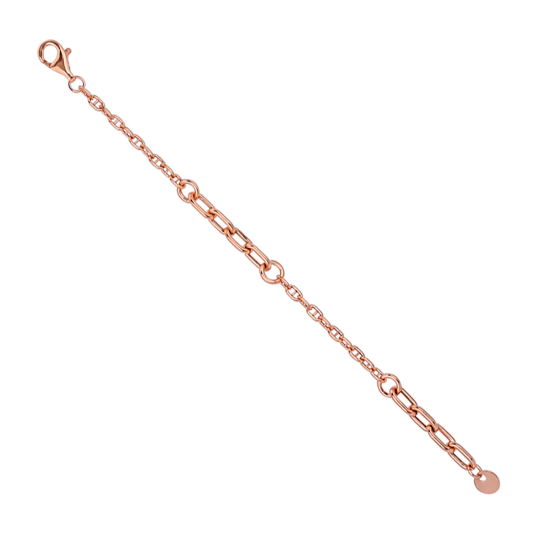 Rose Gold Chain Link 925 Sterling Silver Bracelet for Women