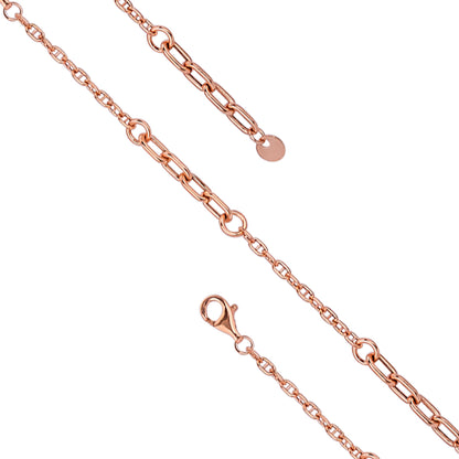 Rose Gold Chain Link 925 Sterling Silver Bracelet for Women