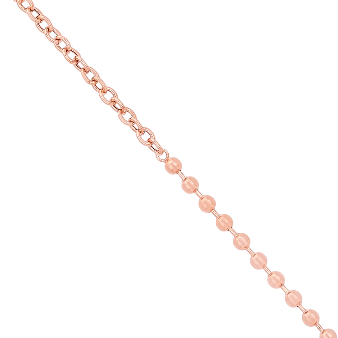 Rose Gold Chain and Bead Link 925 Sterling Silver Bracelet for Women 
