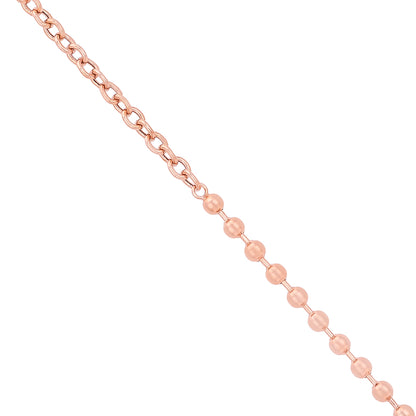 Rose Gold Chain and Bead Link 925 Sterling Silver Bracelet for Women 