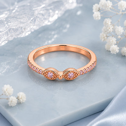 Rose Gold Dual Evil Eye Silver Ring