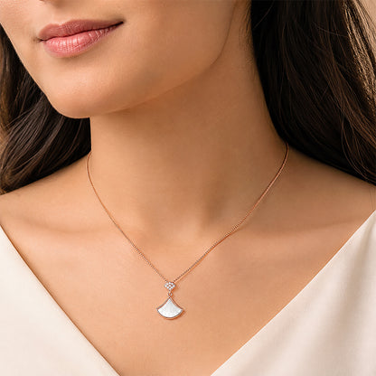 Rose Gold Fan Mosaic Shell Sterling Silver Pendant
