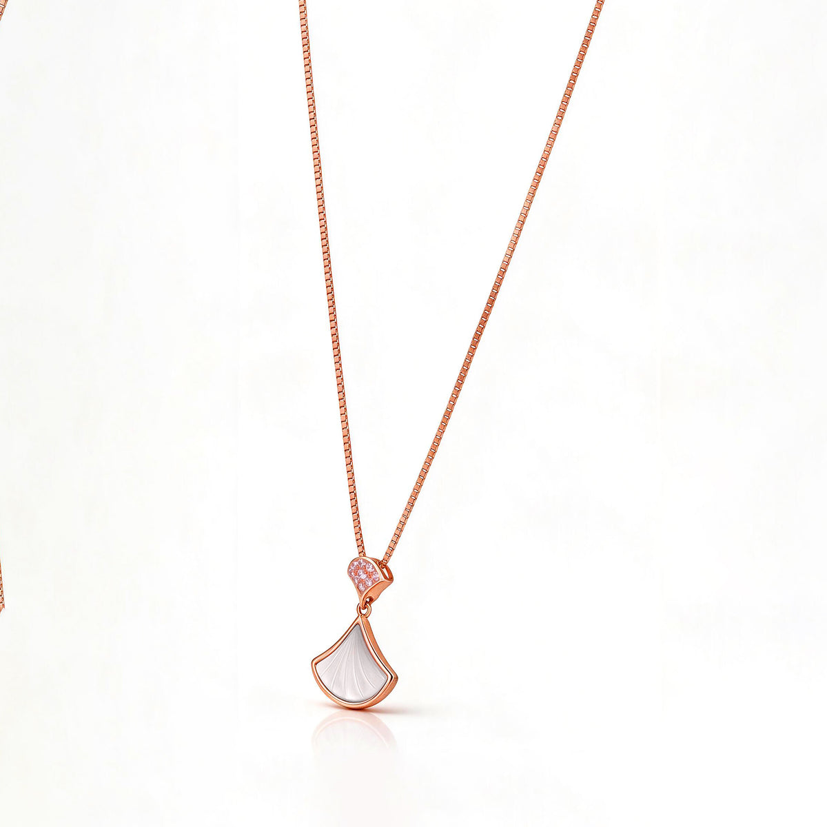 Rose Gold Fan Mosaic Shell Sterling Silver Pendant