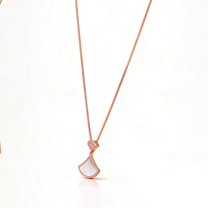 Rose Gold Fan Mosaic Shell Sterling Silver Pendant