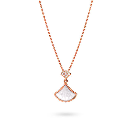 Rose Gold Fan Mosaic Shell Sterling Silver Pendant