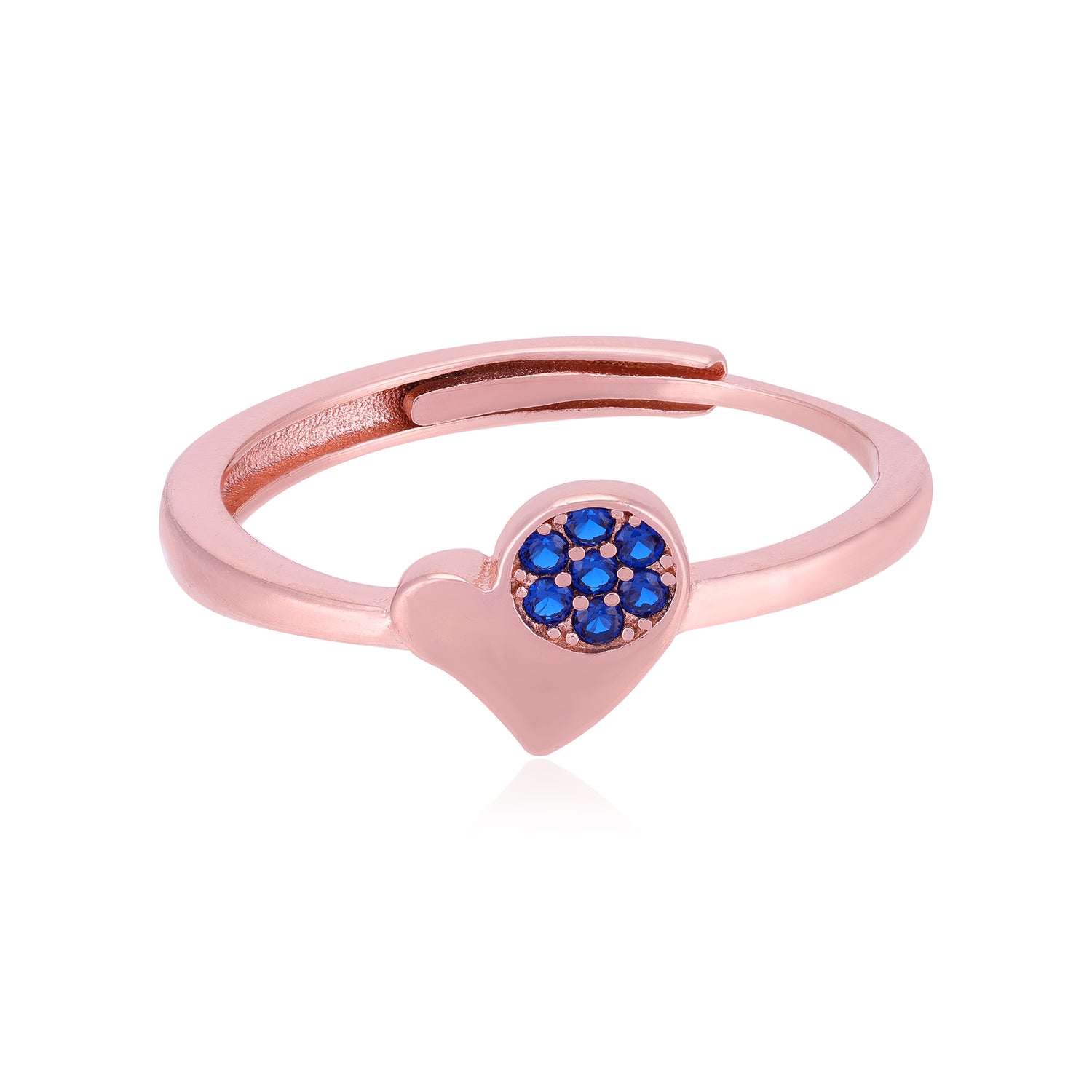 Rose Gold Heart Blooming Blue Detailing 925 Rings