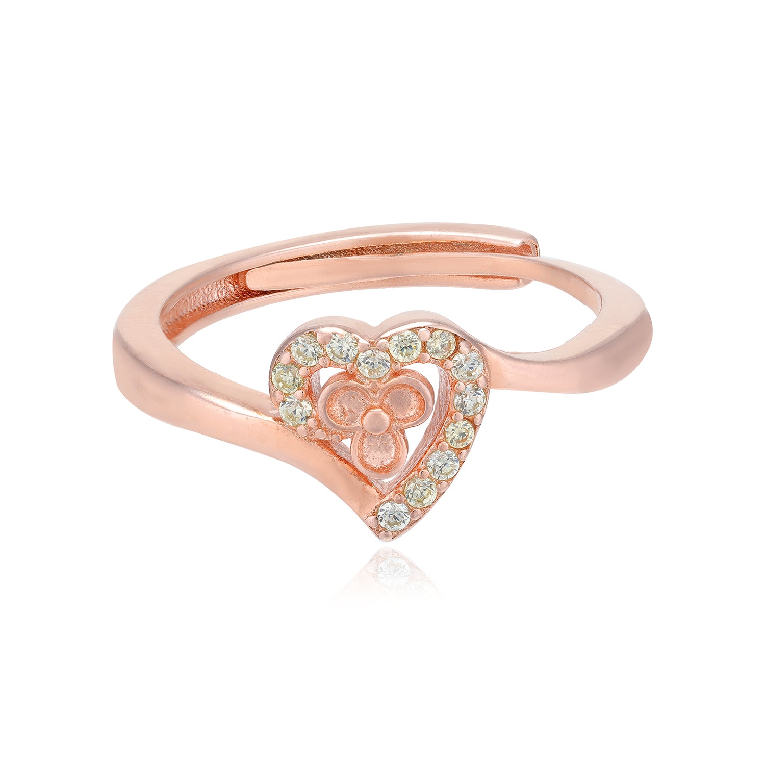 Rose Gold Heart Centred Triple Petal Rings