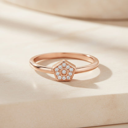 Rose Gold Hexa Sparkle 925 Sterling Silver Ring for Women