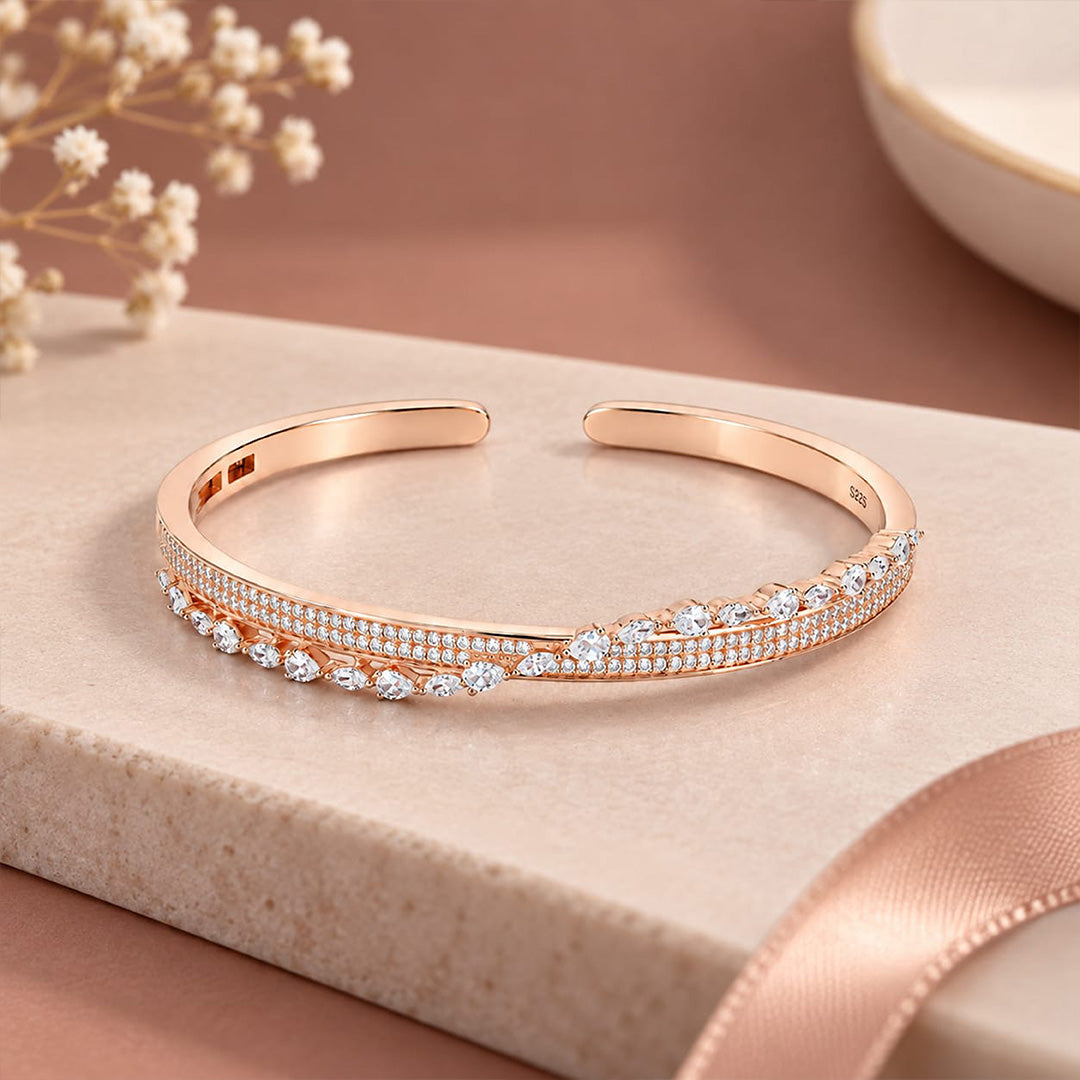 Rose Gold Interlocking Wave Sterling Silver Kada