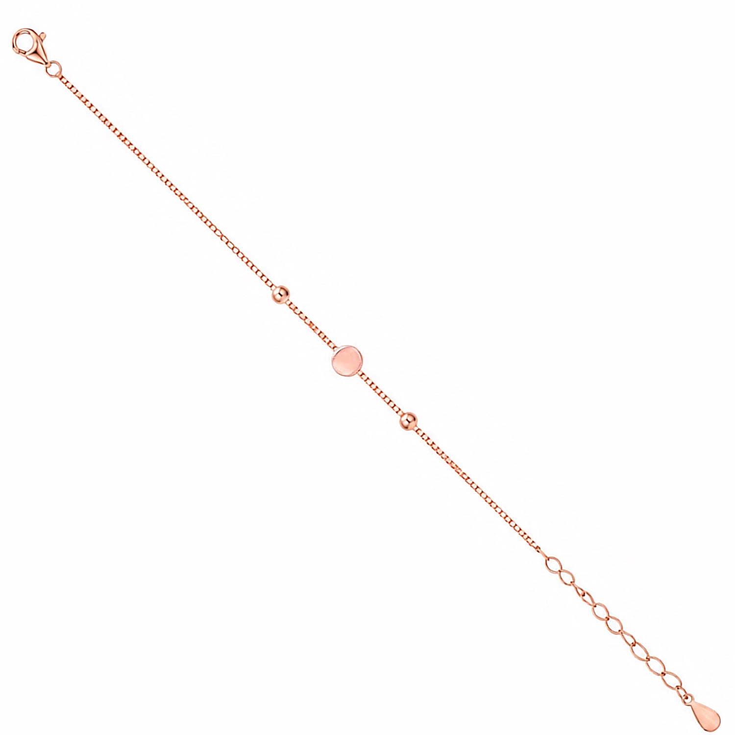 Rose Gold Minimalist Disc Bead 925 Sterling Silver Bracelet