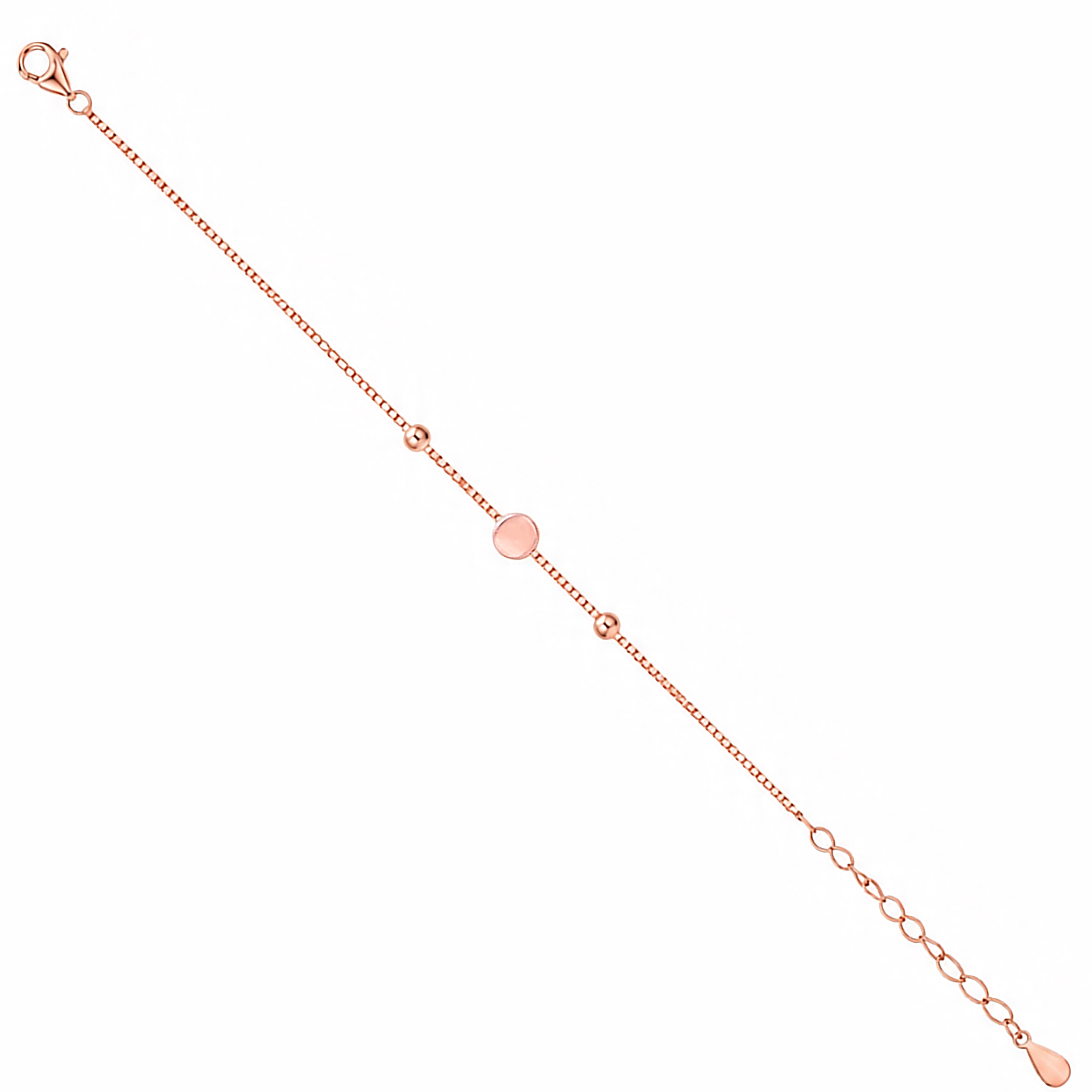 Rose Gold Minimalist Disc Bead 925 Sterling Silver Bracelet