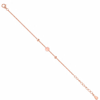 Rose Gold Minimalist Disc Bead 925 Sterling Silver Bracelet