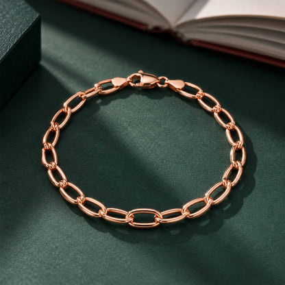 Rose Gold Oval Link Sterling Silver Bracelet