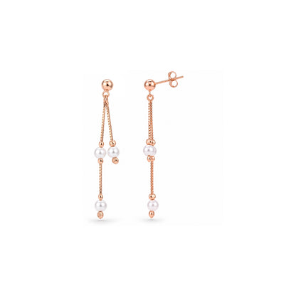 Rose Gold Pearl Chain Sterling Silver Earring