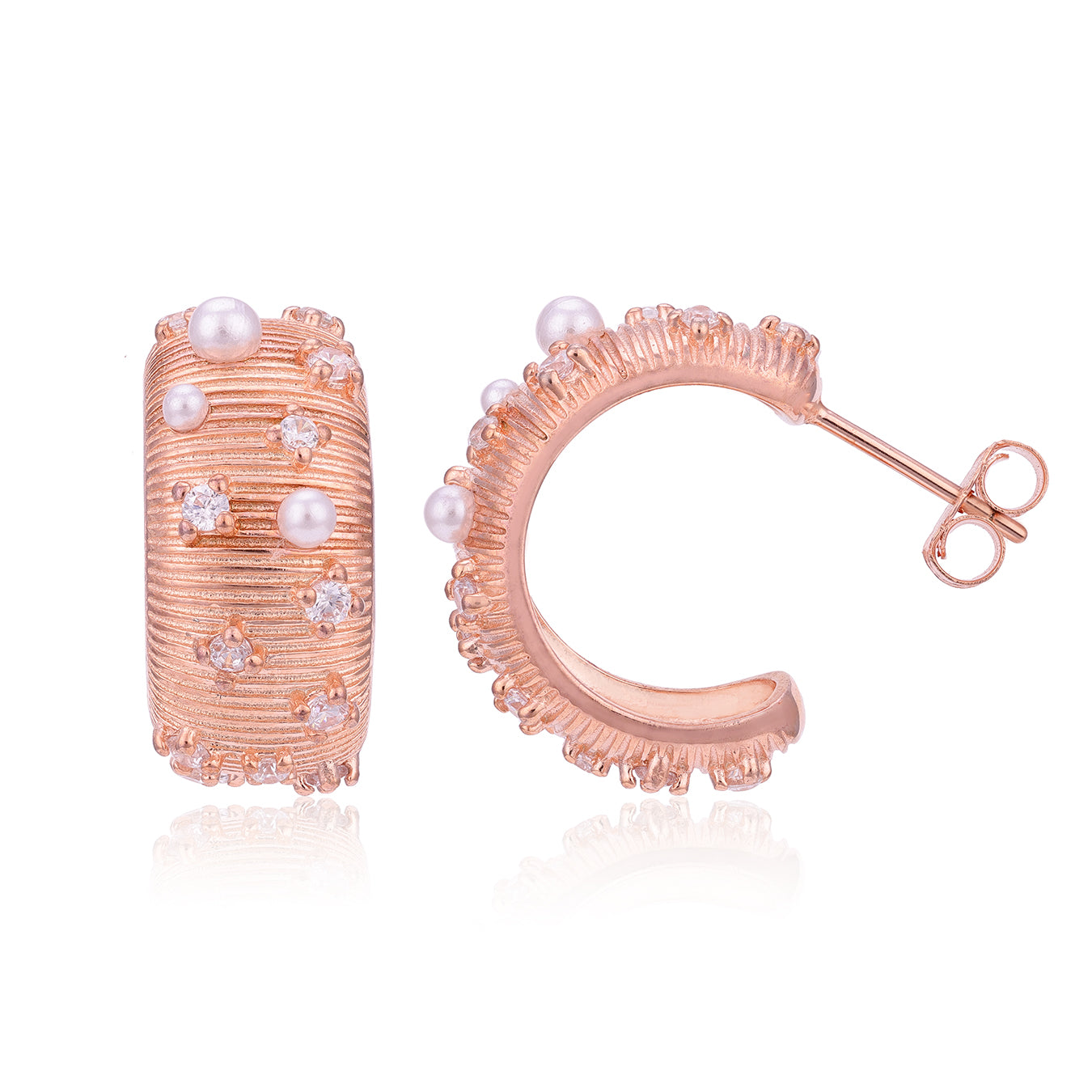 Rose Gold Pearl 925 Sterling Silver Sparkle Earrings