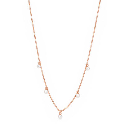 Rose Gold Pearl Charm Box Sterling Silver Chain