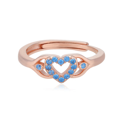 Rose Gold Plated Blue Heart Desire Rings