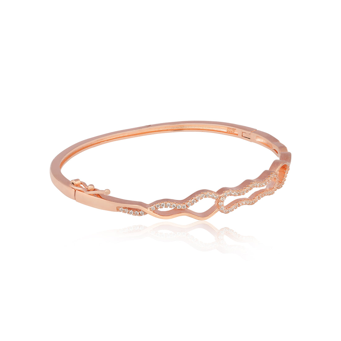 Rose Gold Plated Glittery Wave Kada 