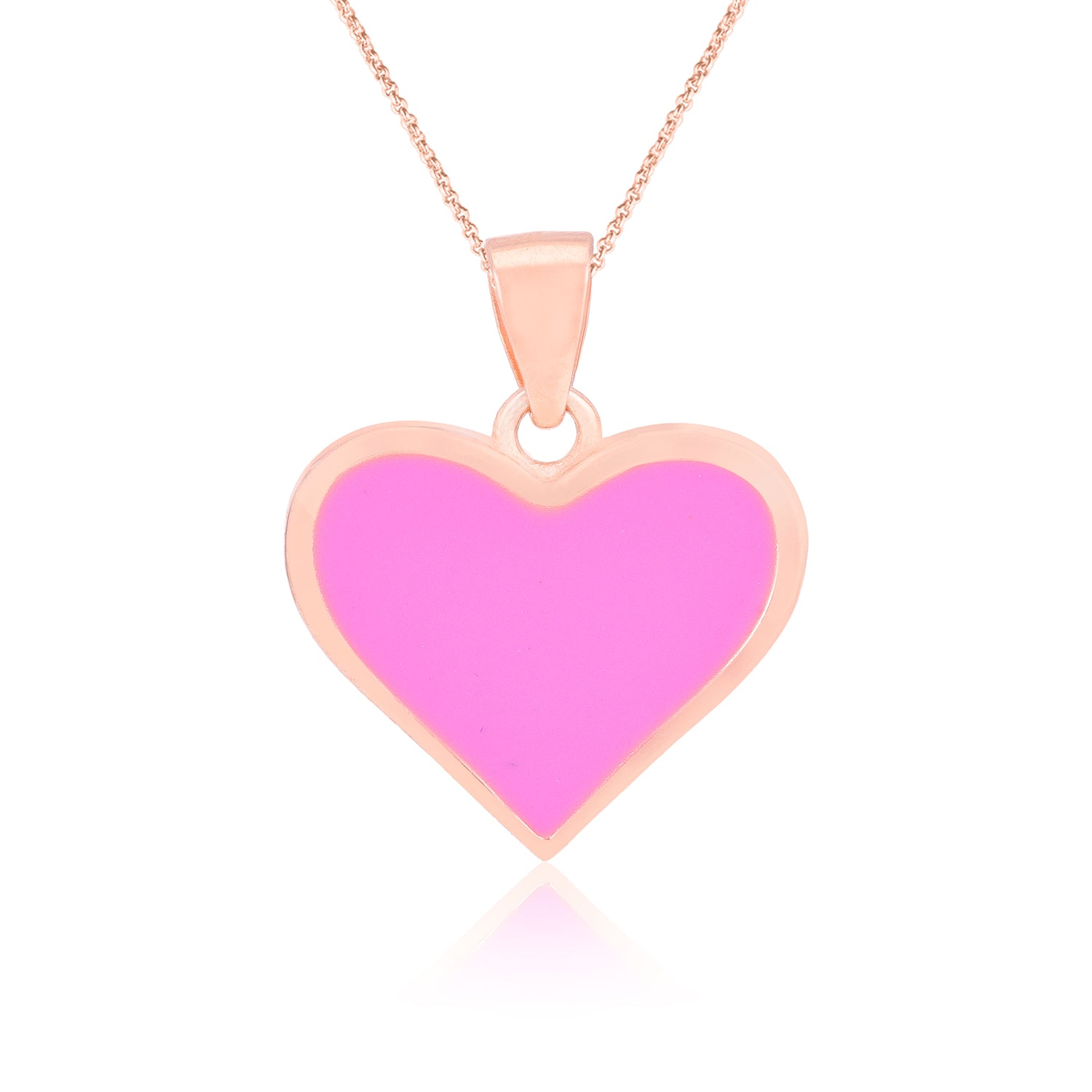 Rose Gold Plated Pink Enamel Heart Pendants