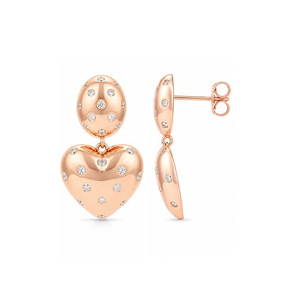 Rose Gold Polka Dot Bright Heart Earrings