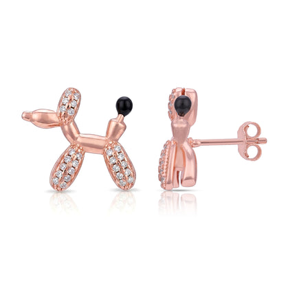 Rose Gold Puppy Pop Crystal Contemporary Designer Earrings