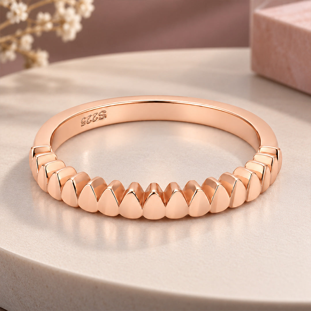 Rose Gold Spiked Pyramid Sterling Silver Ring