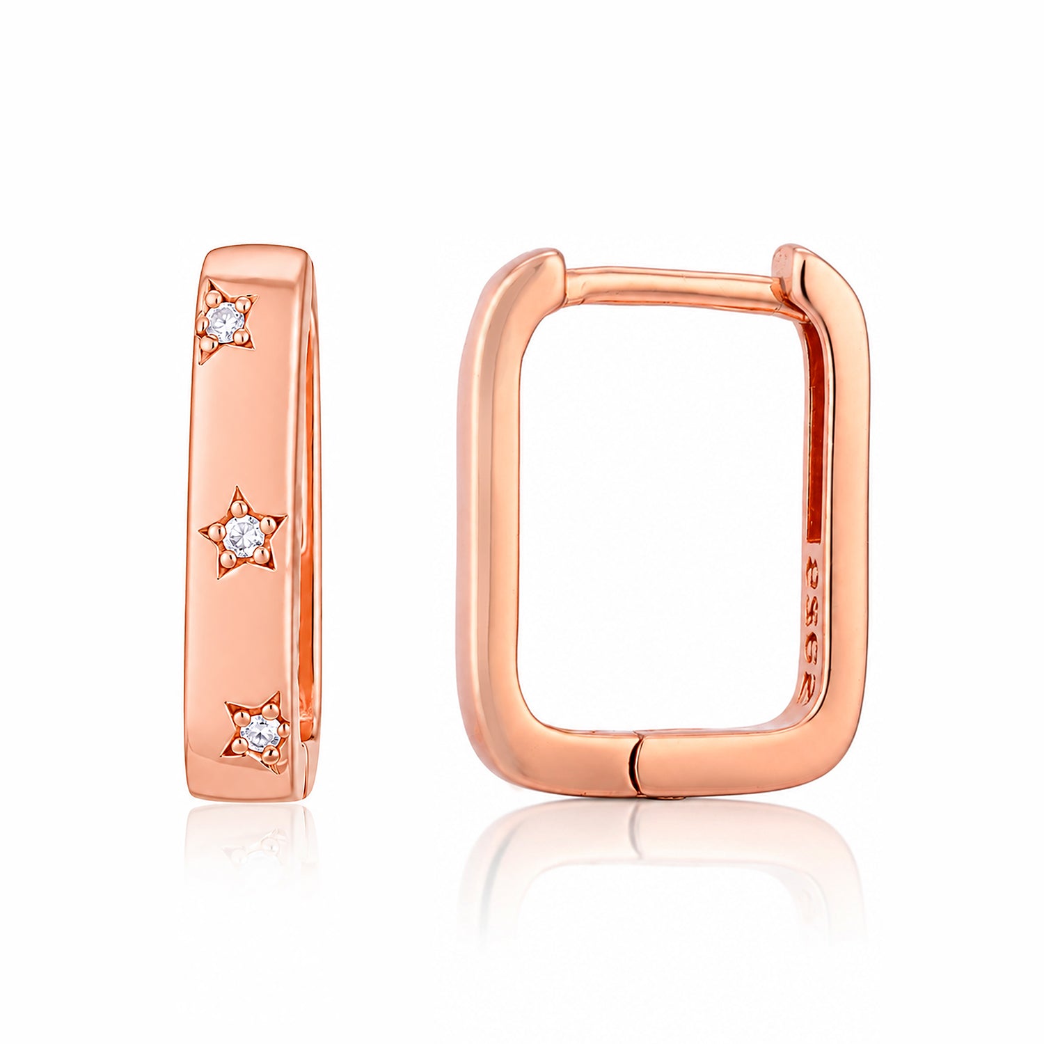 Rose Gold StarlightCrystal Sleek Designer Hoop Earring