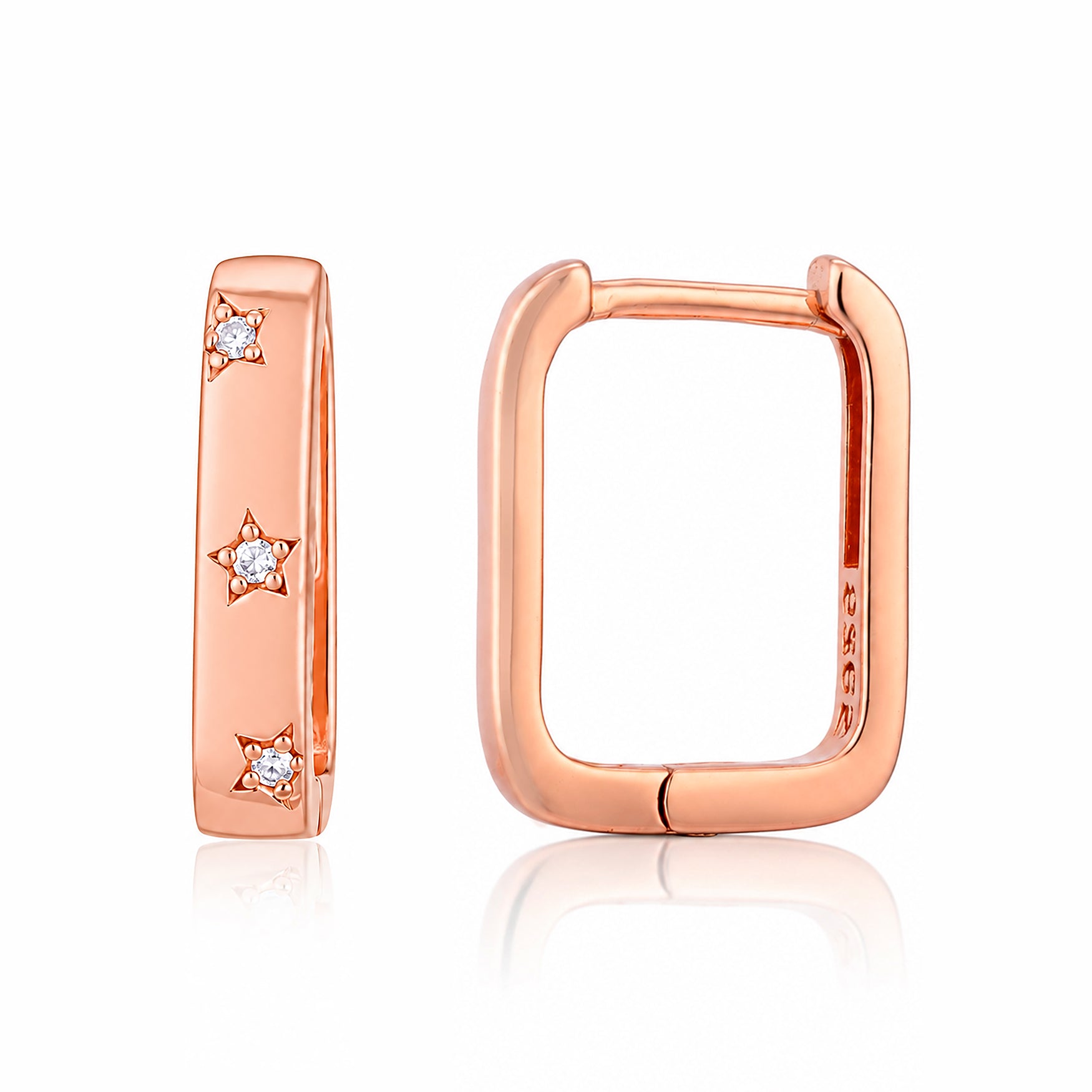 Rose Gold StarlightCrystal Sleek Designer Hoop Earring