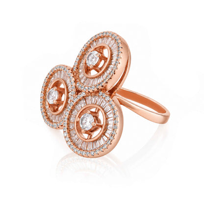 Rose Gold Tri-Circle Sterling Silver Statement Ring