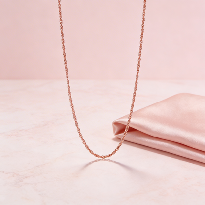 Rose Gold Twisted Rope 925 Sterling Silver Chain for women