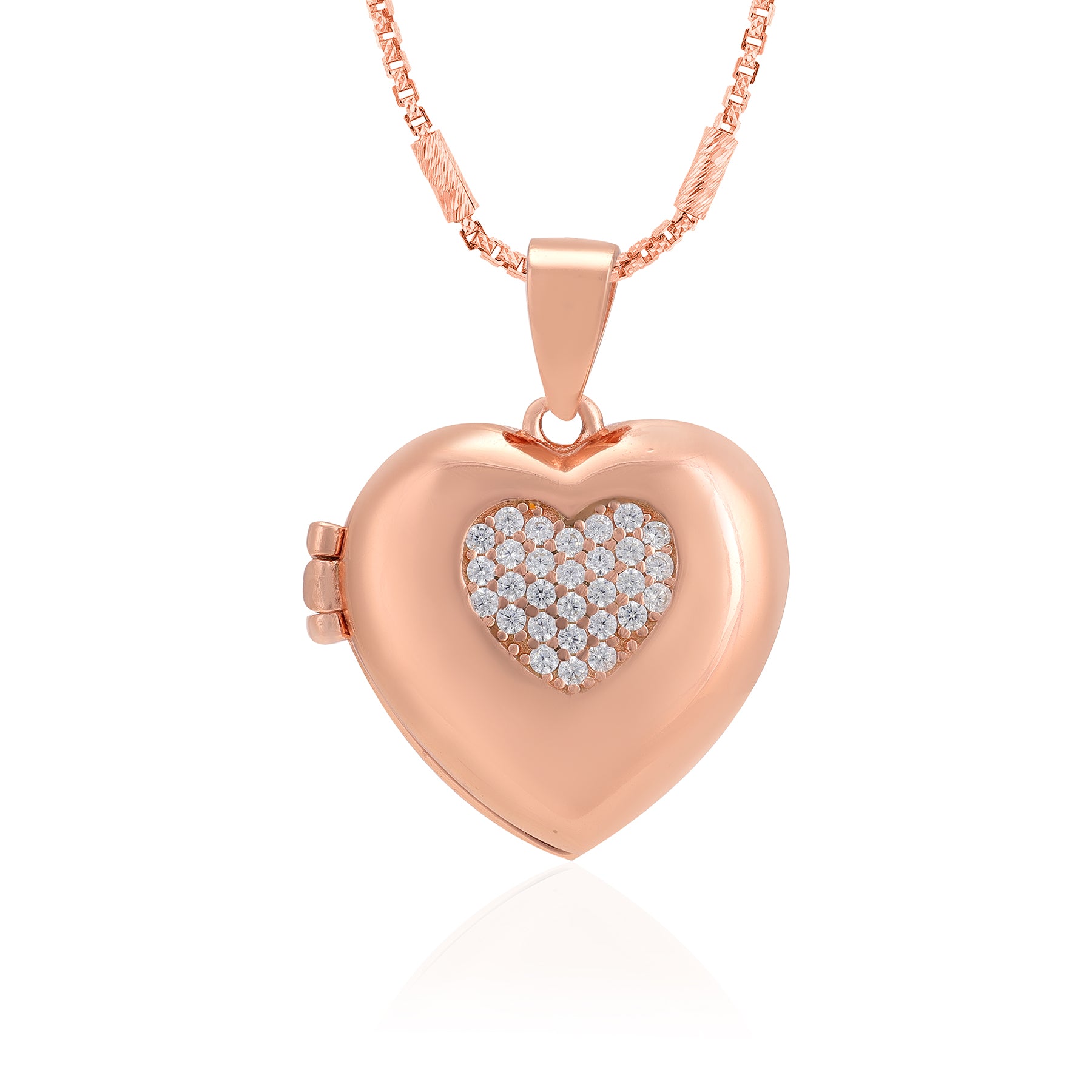 Rose Gold Plated 925 Delicate Stone Locket Pendants