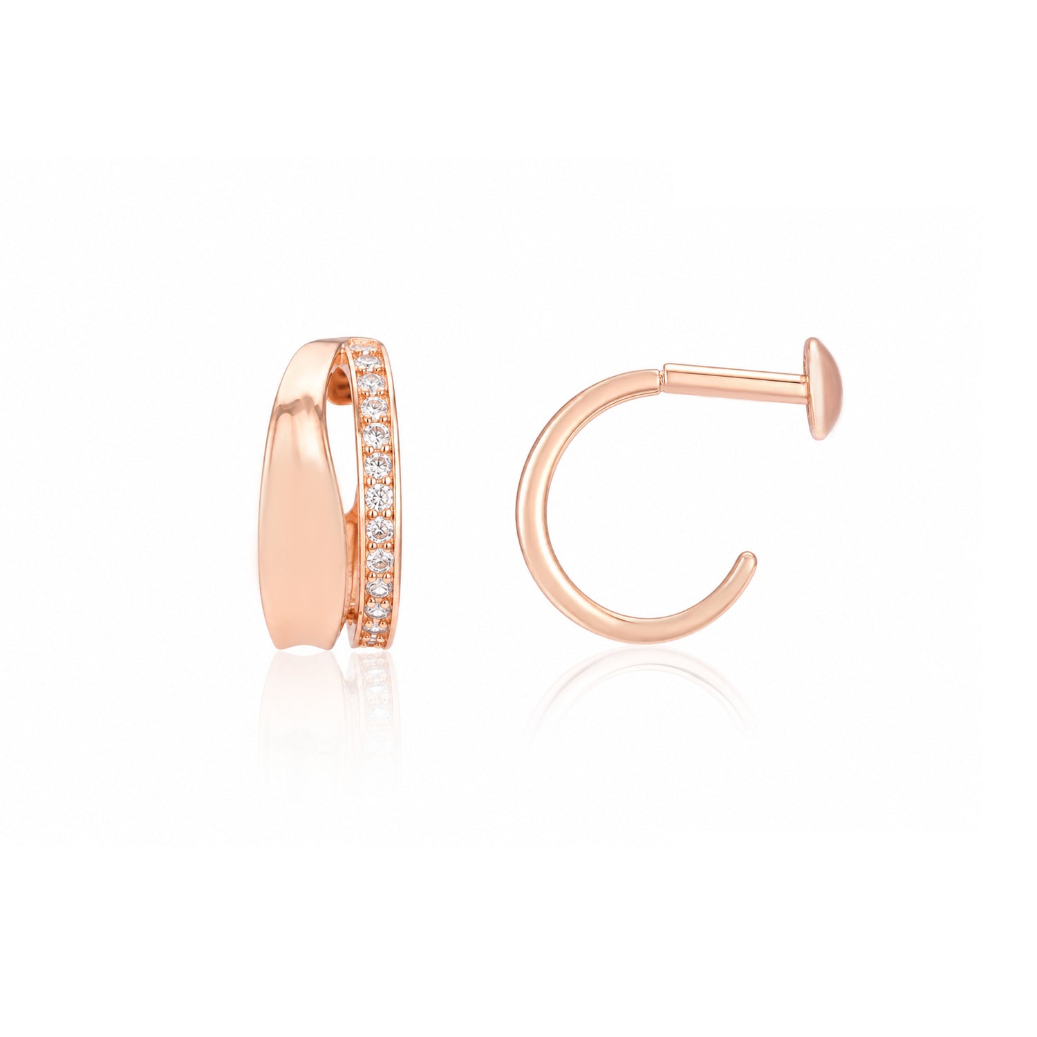 Rosé Radiance 925 Sterling Silver Crystal Hoop Earrings