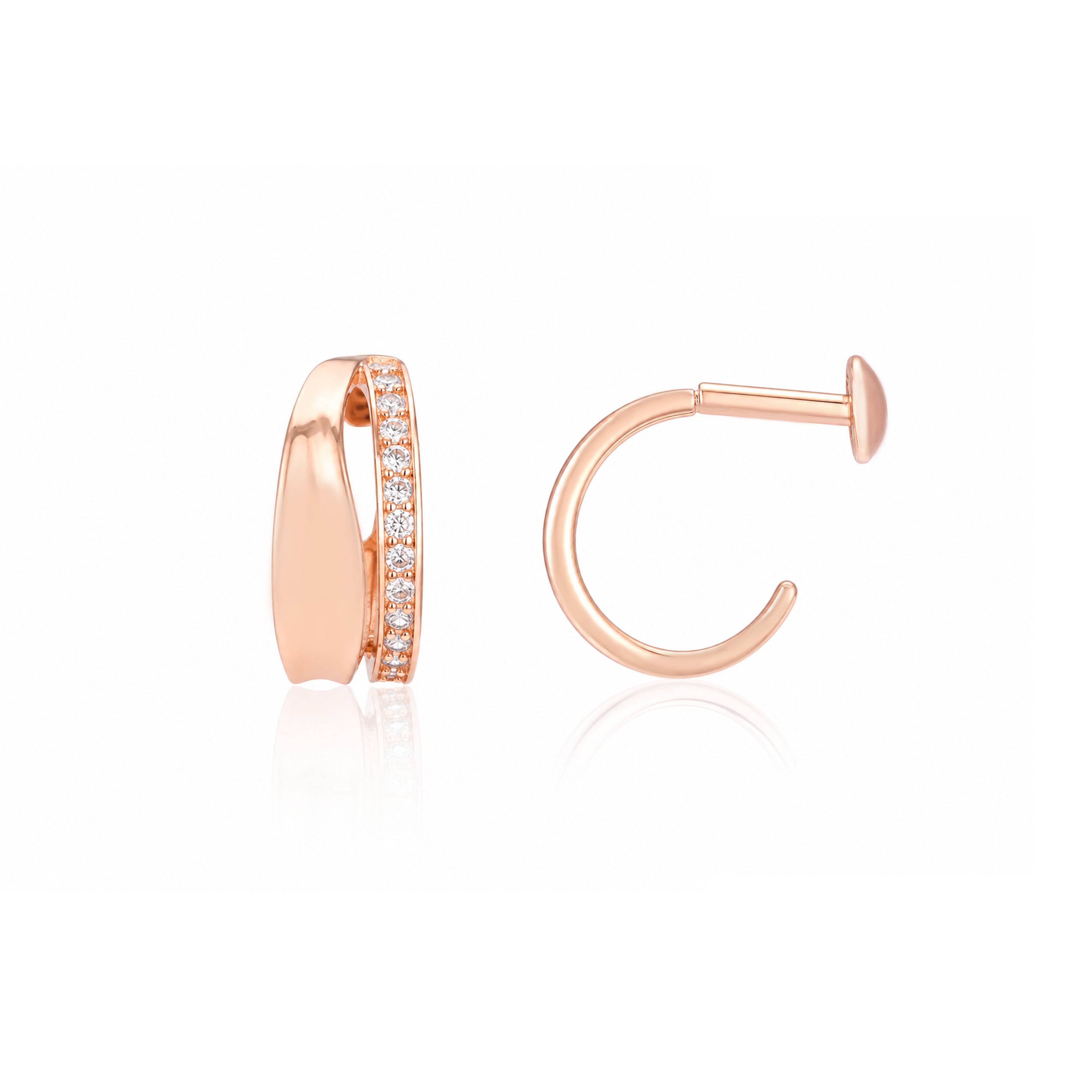 Rosé Radiance 925 Sterling Silver Crystal Hoop Earrings