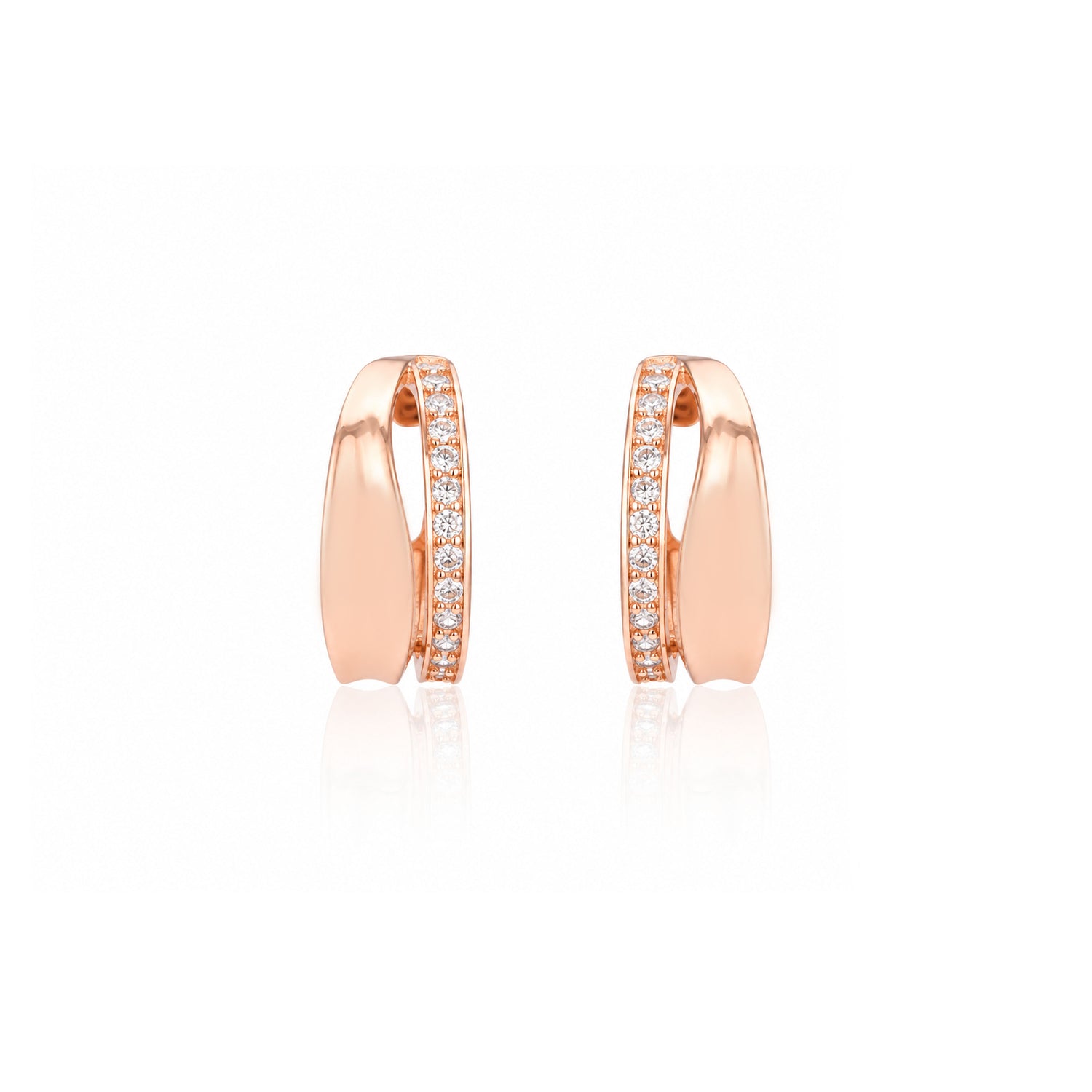 Rosé Radiance 925 Sterling Silver Crystal Hoop Earrings