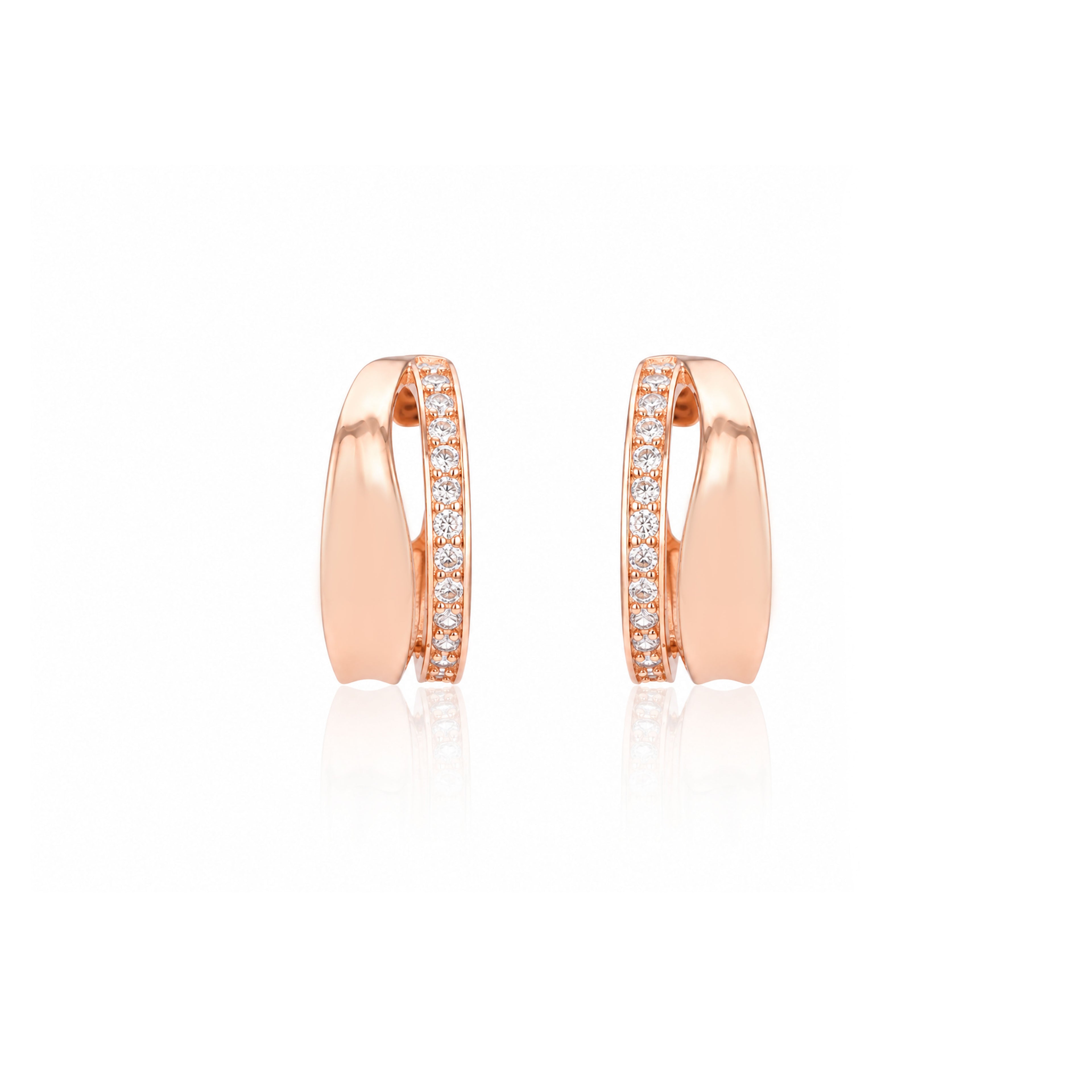 Rosé Radiance 925 Sterling Silver Crystal Hoop Earrings