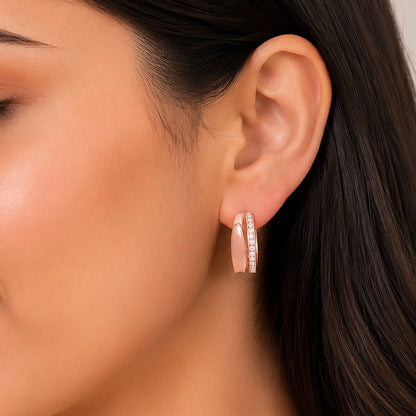Rosé Radiance 925 Sterling Silver Crystal Hoop Earrings
